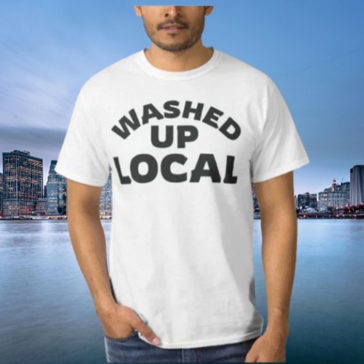ローカルで洗浄 | おもしろいはっきりしたレタリング Tシャツ