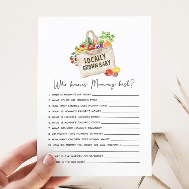 ローカルで育ったベビーシャワーのパパ当てゲーム (Locally Grown Baby Shower Game)