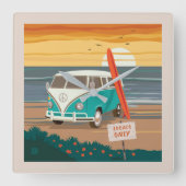 ローカルのみ | VW Surf Van スクエア壁時計 (正面)