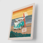 ローカルのみ | VW Surf Van スクエア壁時計 (傾斜)