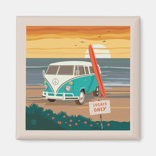 ローカルのみ | VW Surf Van マグネット (正面)