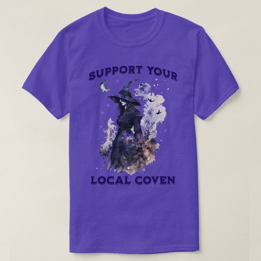 ローカルのCoven Witchyハロウィーンをサポート Tシャツ (デザイン正面)