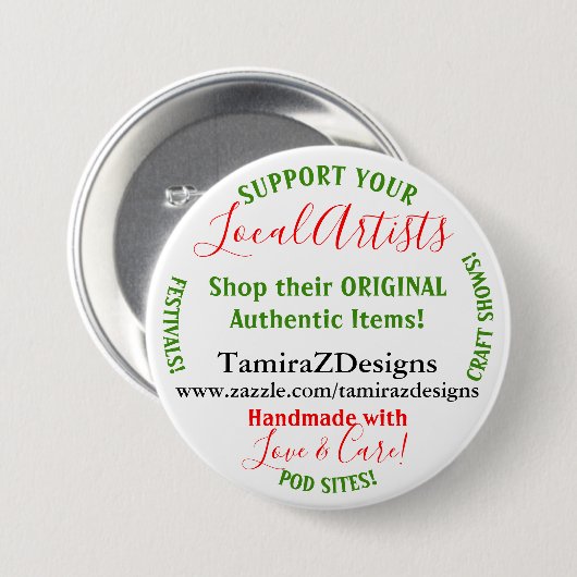 ローカルアーティストのPODラウンドボタンピンをサポート 缶バッジ (正面&裏面)