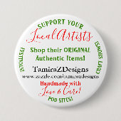 ローカルアーティストのPODラウンドボタンピンをサポート 缶バッジ (正面)