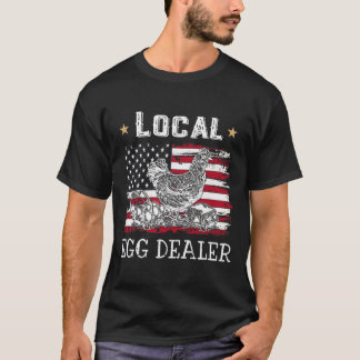 ローカルエッグディーラー 笑顔 アメリカ国旗 鶏好き Tシャツ