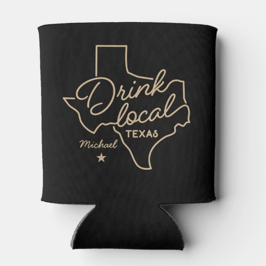 ローカルドインキングテキサス州名前をカスタムする 缶クーラー (裏面)