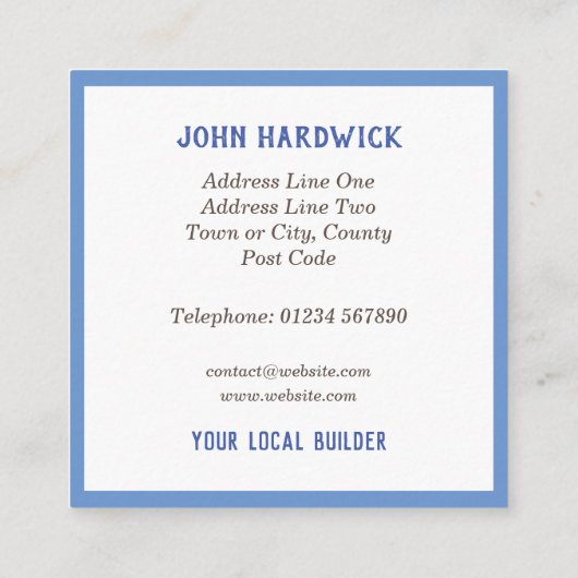 ローカルビルダと建物マテリアル スクエア名刺 (裏面)