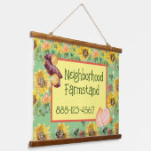 ローカルファームスタンドサイネージウッドトップウォールタペストリー 吊り下げ型タペストリー (傾斜あり)