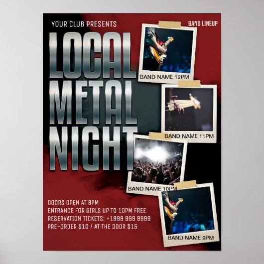 ローカルメタルショー | Gig |クラブ |バーフライヤー ポスター (正面)
