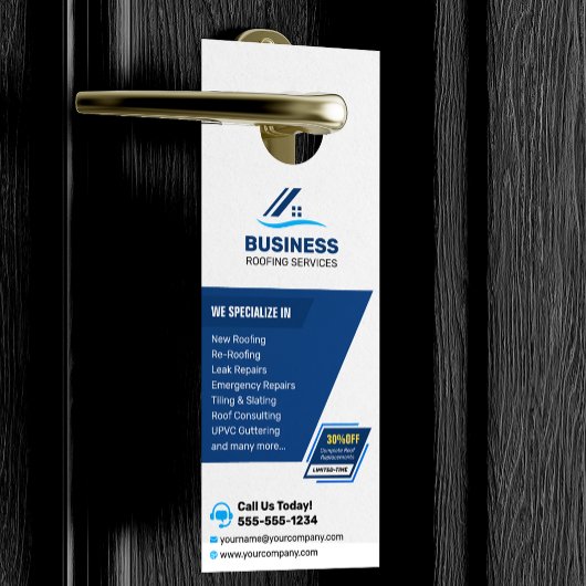 ローカルルーフィング修理、リルーフィング、側溝サービス ドアノブサイン