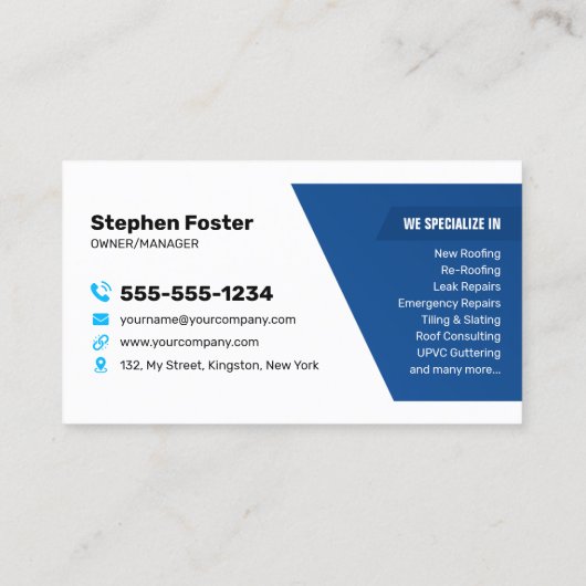 ローカルルーフィング修理、リルーフィング、側溝サービス 名刺 (裏面)