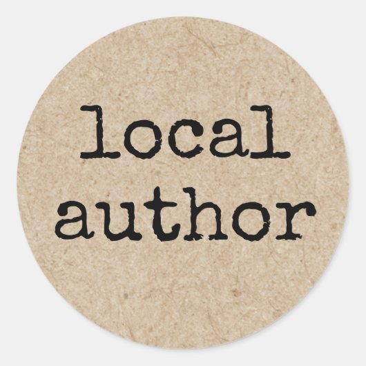 ローカル作家タイプライターフォントクラフト紙ルック ラウンドシール (正面)