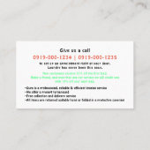 ローカル専門のアイロンをかけるサービス 名刺 (裏面)