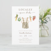 ローカル成長農家市場男の赤ちゃん物干し 招待状 (スタンド正面)