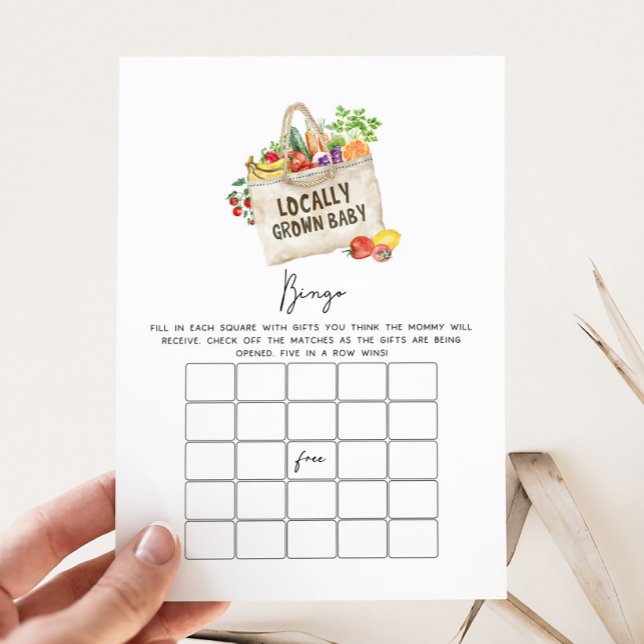 ローカル産ベビーシャワービンゴゲーム (Locally Grown Baby Shower Game)