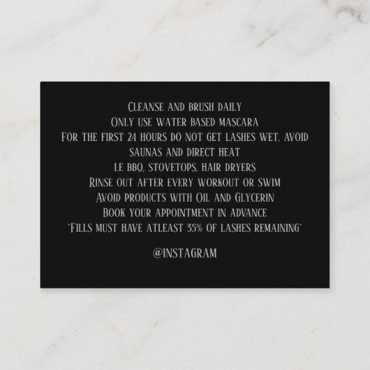 ローカル鞭の女の子のアフターケアの鞭カード 名刺 (裏面)