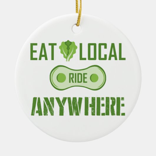 ローカル食べ、どこでも乗る セラミックオーナメント (正面)