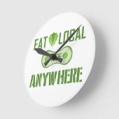 ローカル食べ、どこでも乗る ラウンド壁時計 (傾斜)