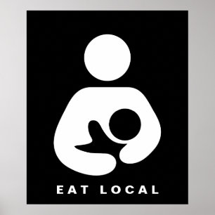 ローカル/母乳で育てる/看護アイコンを食べて下さい ポスター