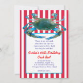 ローカントリーの青いカニストライプが沸騰する – 赤または海軍 招待状 (正面)