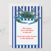 ローカントリーの青いカニストライプが沸騰する – 赤または海軍 招待状 (裏面)