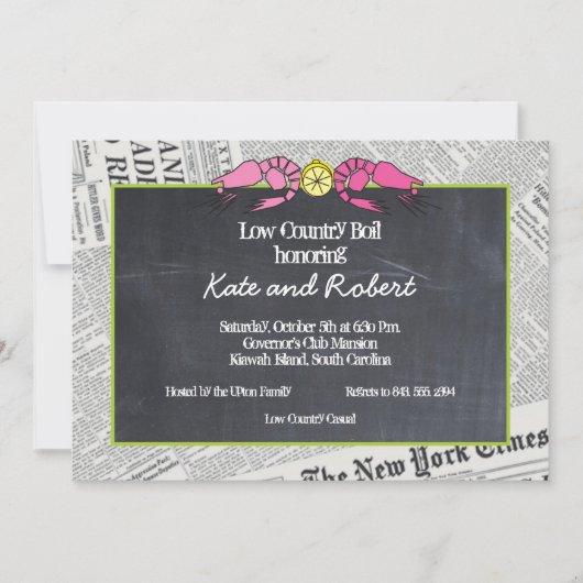 ローカントリーボイルニュースプリント招待状 招待状 (正面)