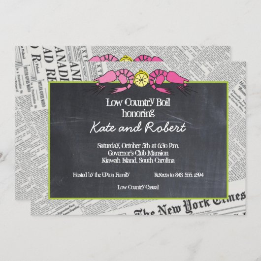 ローカントリーボイルニュースプリント招待状 招待状 (正面/裏面)