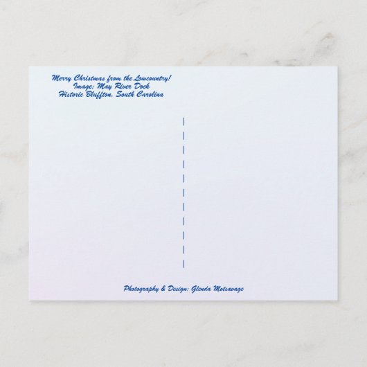 ローカントリーメリークリスマスブラフトンサウスカロライナ シーズンポストカード (裏面)