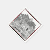 ローカントリーメリークリスマスブラフトンチャーチスケッチ スタンダードカクテルナプキン (角)