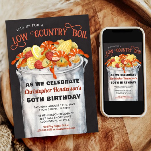 ローカントリー沸騰誕生日招待状 招待状