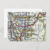 ローガンユタヴィンテージマップ ポストカード (正面/裏面)