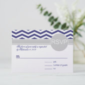 ローガン及びデレックRSVP |海軍灰色の金属氷の紙 出欠カード (スタンド正面)