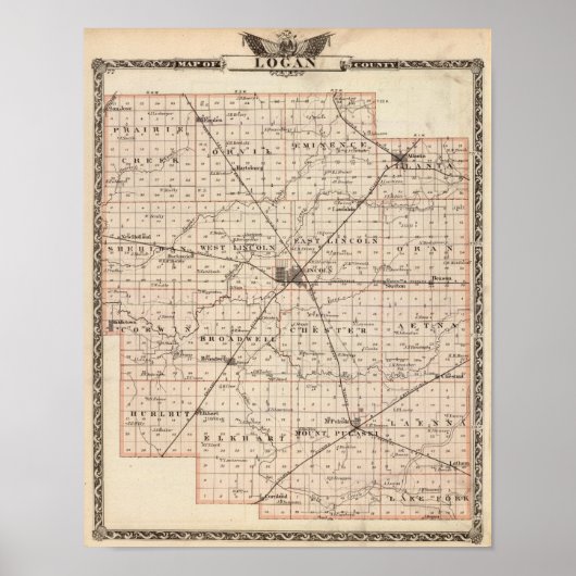 ローガン郡の地図 ポスター (正面)