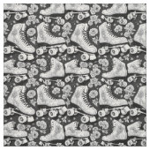 ロークラシックラースケート、バラ、白黒のDE ファブリック (見本)