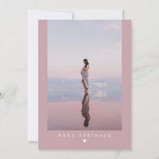 ローグダスティバラ赤面ピンクメイブガールベビーシャワー 招待状 (裏面)