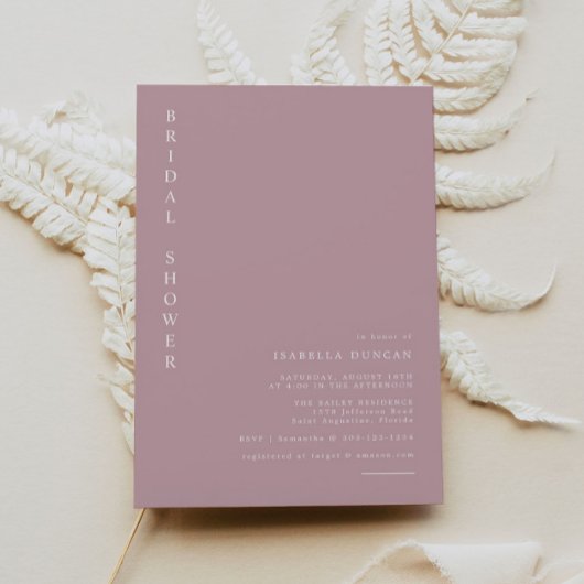 ローグダスティ赤面ピンクマウヴブライダルシャワー 招待状