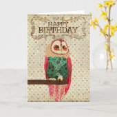 ローザのフクロウのバースデー・カード カード (黄色い花)