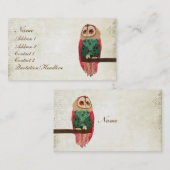 ローザのヴィンテージのフクロウの名刺かラベル 名刺 (正面/裏面)