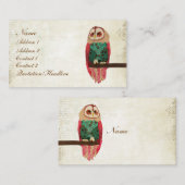 ローザのヴィンテージのフクロウの名刺かラベル 名刺 (正面/裏面)