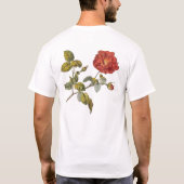 ローザガリカビューティフルレッドアンティークヴィンテージバラ Tシャツ (裏面)