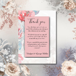 ローザフローラ水彩ワイルドフラワーバラ結婚ズ サンキューカード