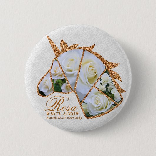 ローザホワイト矢印 缶バッジ (正面)