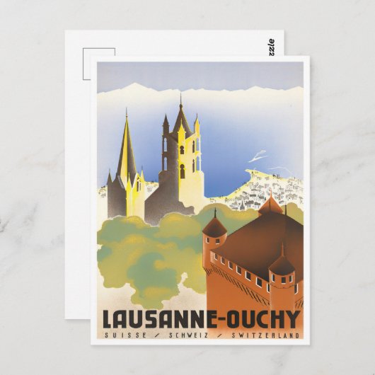 ローザンヌ・ウチースイスヴィンテージ旅行はがき ポストカード (正面/裏面)