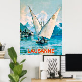 ローザンヌ,ジュネーブ湖,スイス,ヴィンテージ旅行 ポスター (ホームオフィス)