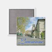 ローザンヌ、スイスのスクエアマグネット マグネット (正面/裏面)