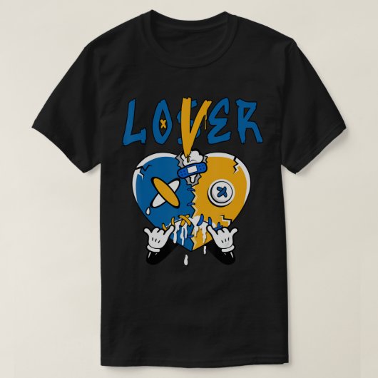 ローザー恋人ハートドリップダンクローブルーイエローマ Tシャツ (デザイン正面)