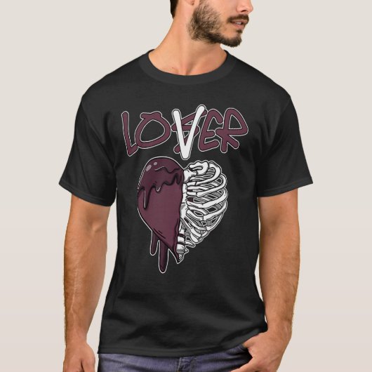 ローザー滴下ハート高ボルドー1sマッチング tシャツ (正面)
