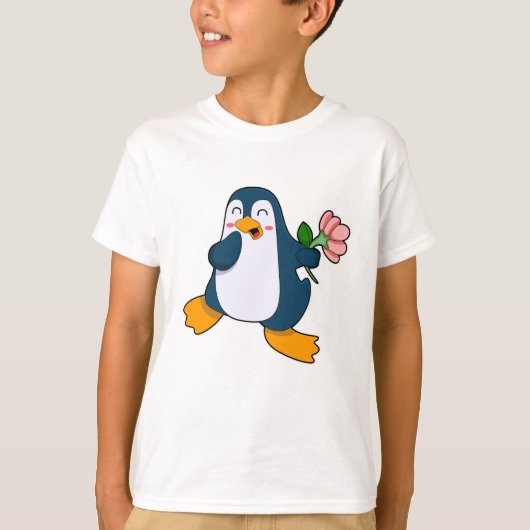 ローザ花を持つペンギン Tシャツ (正面)