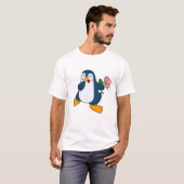 ローザ花を持つペンギン Tシャツ (正面フル)