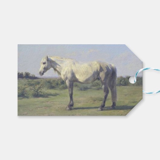 ローザ・ボヌールによる灰色の馬の絵 ギフトタグ (正面(横))